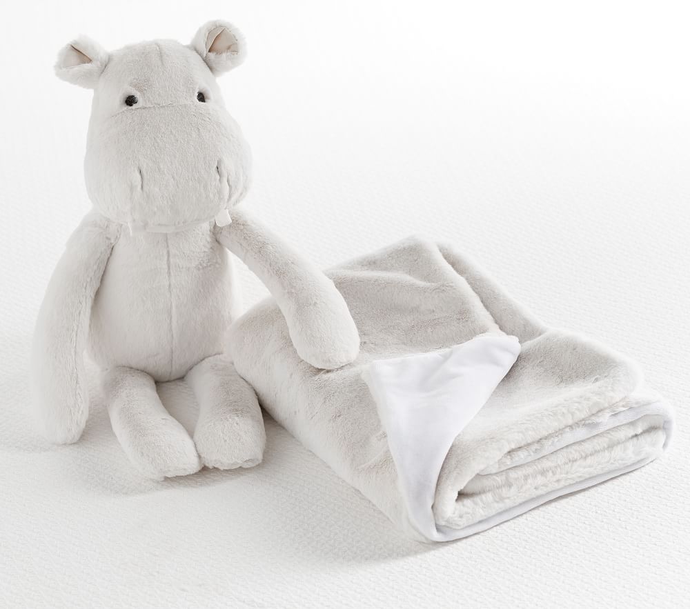 Plush Hippo Stuffed Animal and Blanket Set